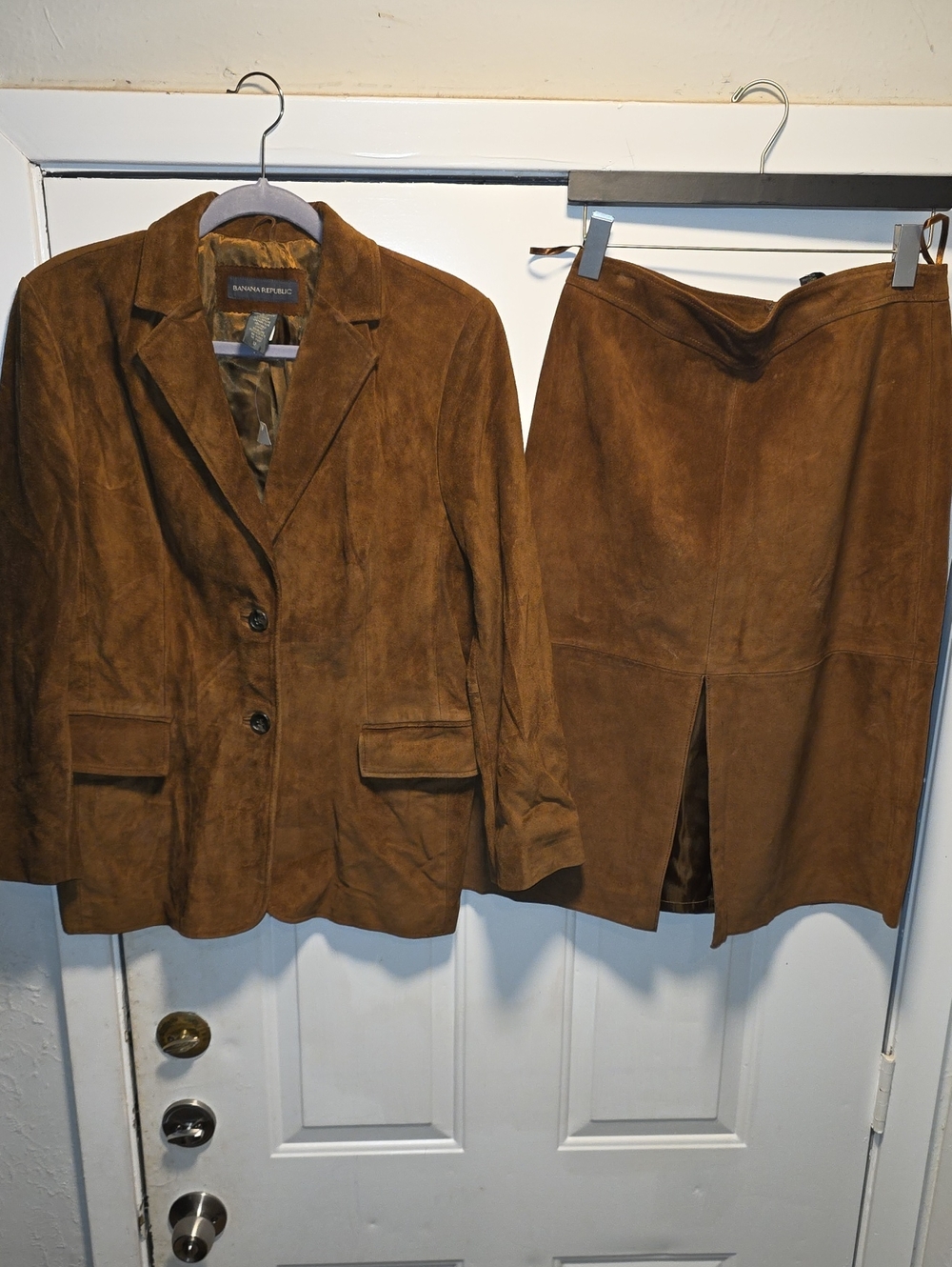Banana Republic Chestnut Brown Suede Blazer & Skirt Set